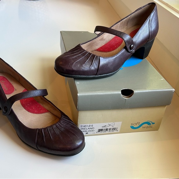 SoftWalk Oxblood Brown Pleated Mary Jane Shoes - Picture 2 of 4